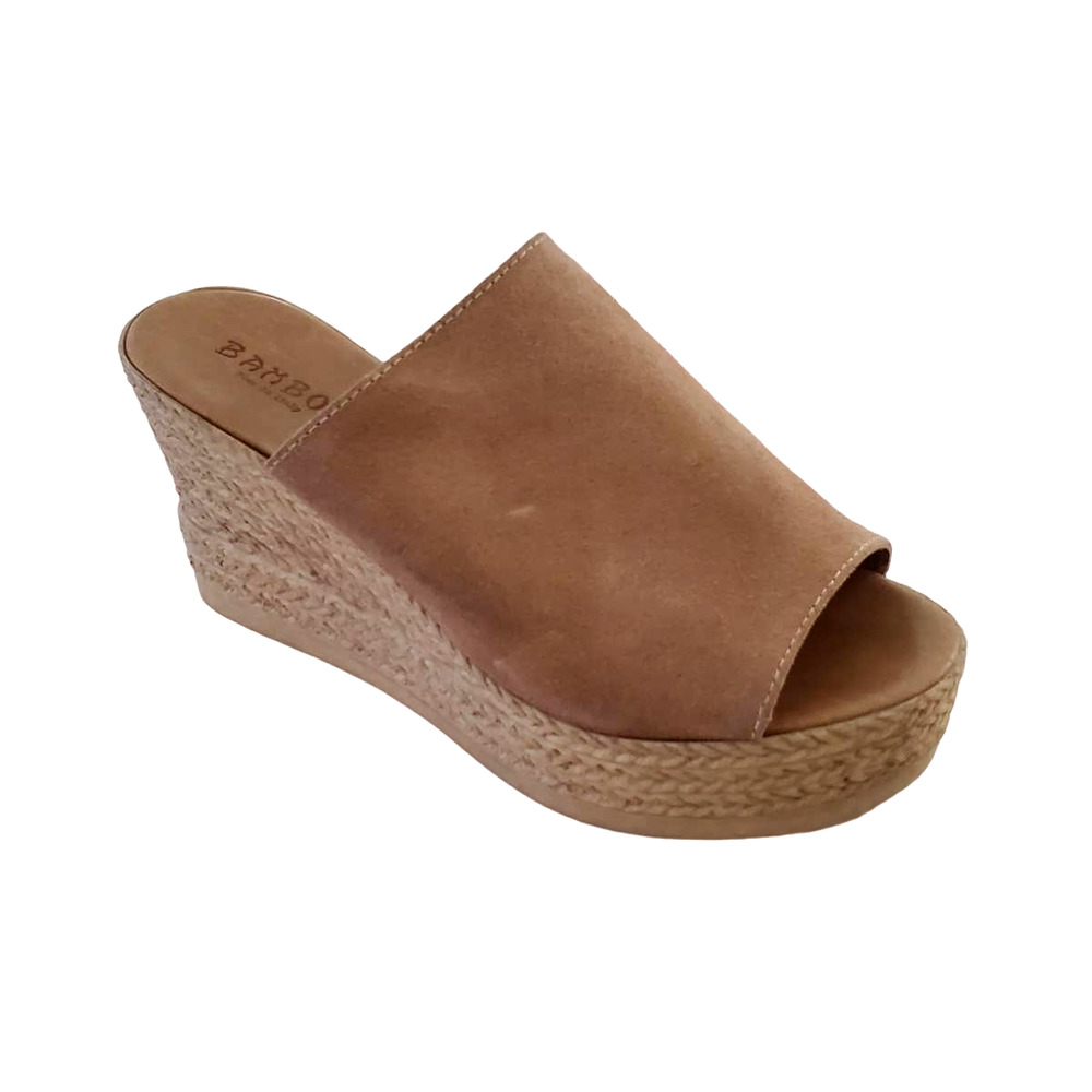 💥Bamboo Minni Neutral Tan Leather Jute Wedge Open Toe Platform Sandals 6 Italy